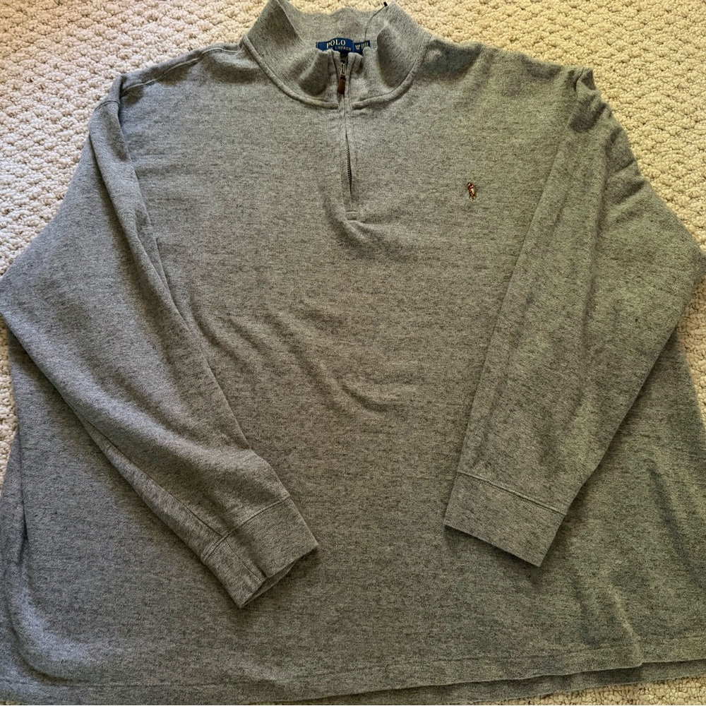 NEVER WORN Polo Ralph Lauren Luxury Jersey Quarter-Zip Medium Gray 5XB